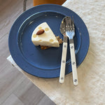 riveted handle flatware set three rivet bistro design detail