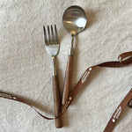 wood handle flatware walnut grain detail hand-turned artisan