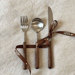wood handle flatware walnut grain detail hand-turned artisan
