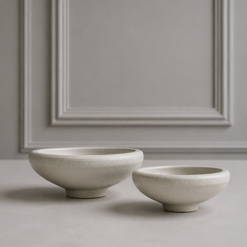 Japandi style Stoneware Pedestal Bowl - Organic Earth Tone
