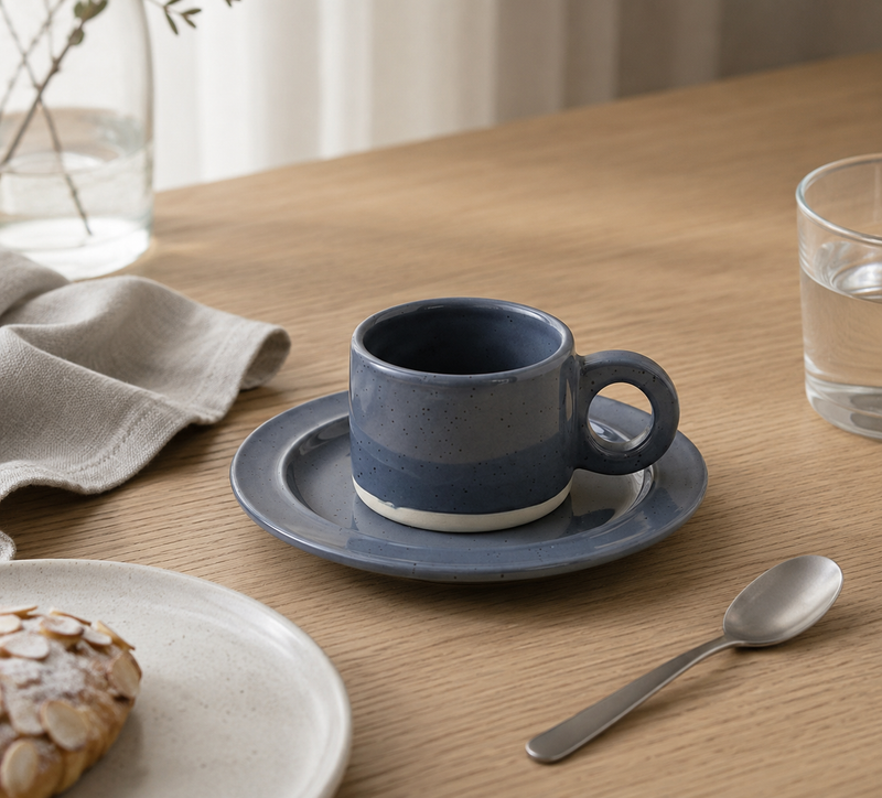Speckled Ceramic Cup & Saucer Set
