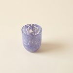hand blown glass cup lavender speckled confetti finish