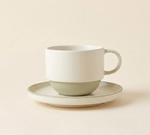 coffee cup and saucer matte two-tone cream white stoneware SundayWare