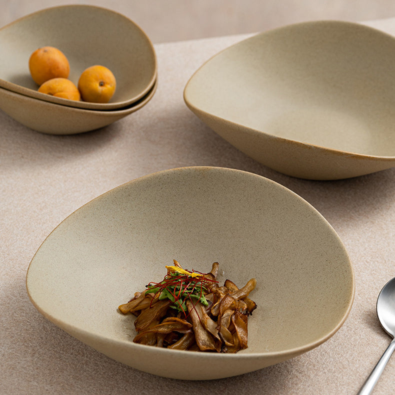 ceramic bowls volcanic matte surface food styling earthy