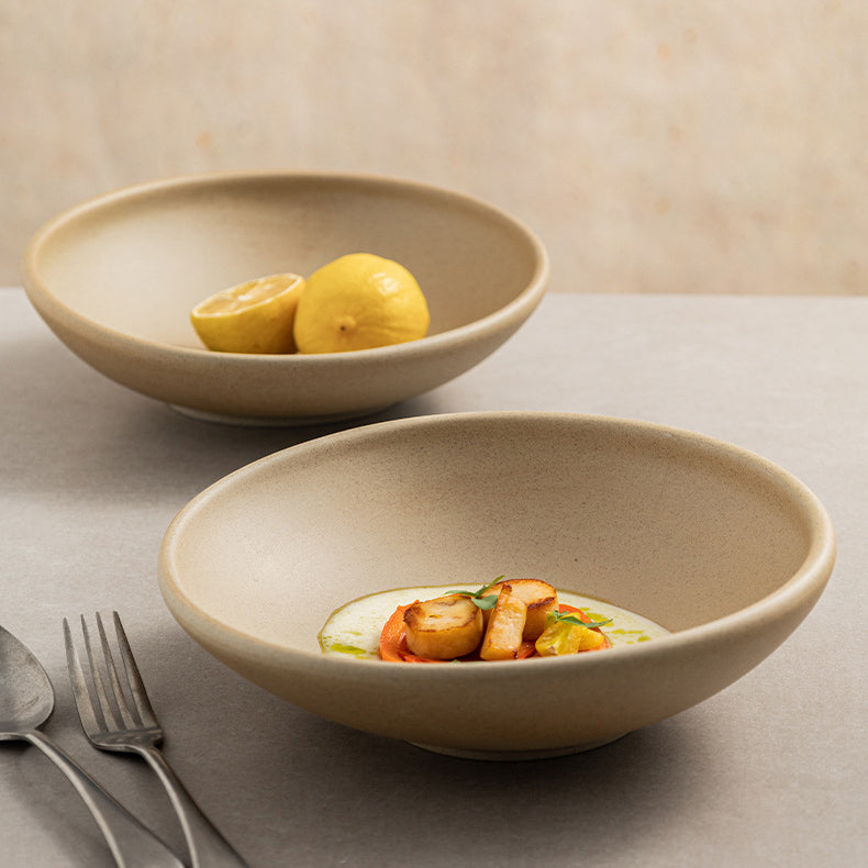 ceramic ramen bowl volcanic texture food styling earthy