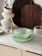 "Wave & Mist" Glass Bowl & Plate Set