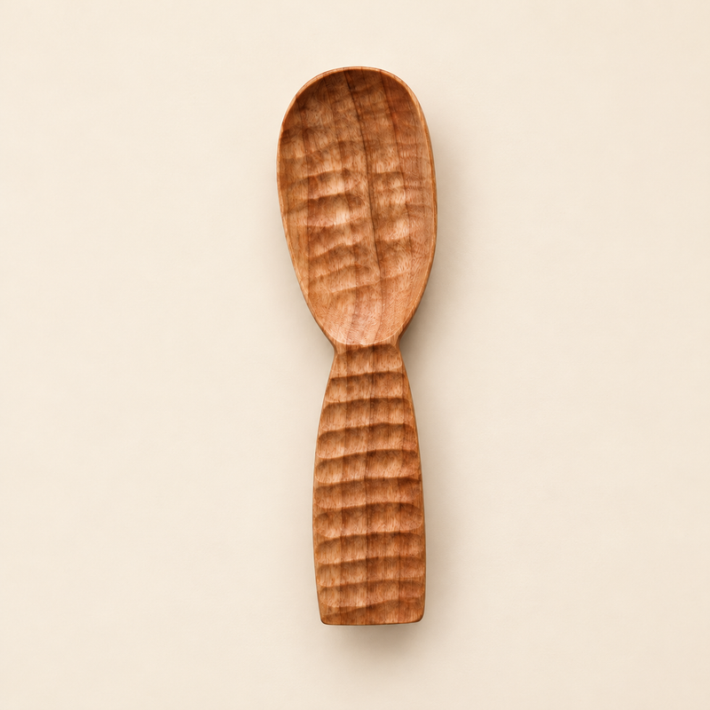 Carved Cherry Wood Spoon with Short Handle