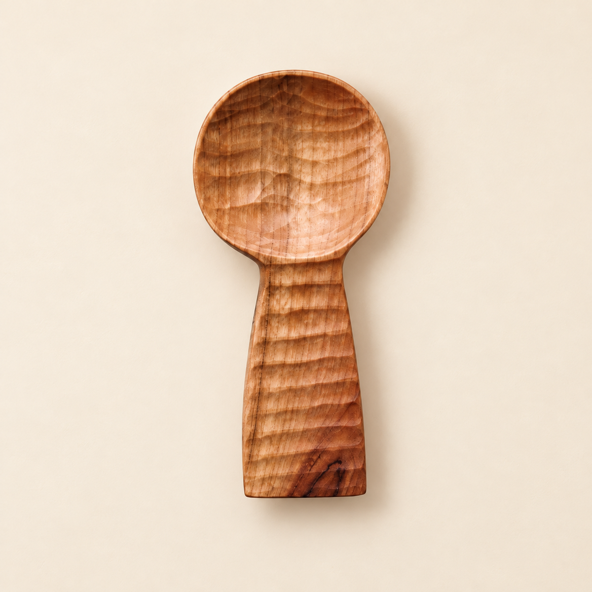Carved Cherry Wood Spoon with Short Handle