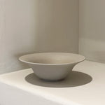 Close-up of wide rim stoneware bowl