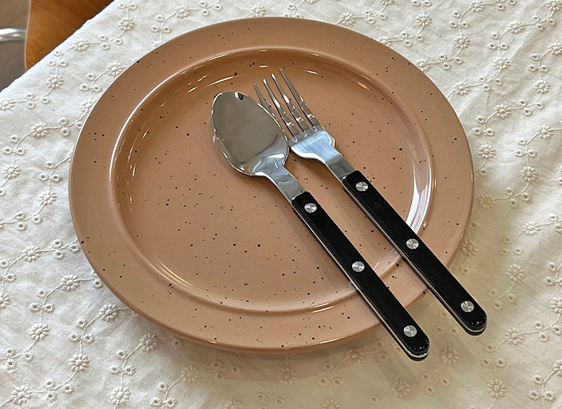 riveted handle flatware set three rivet bistro design nylon handle