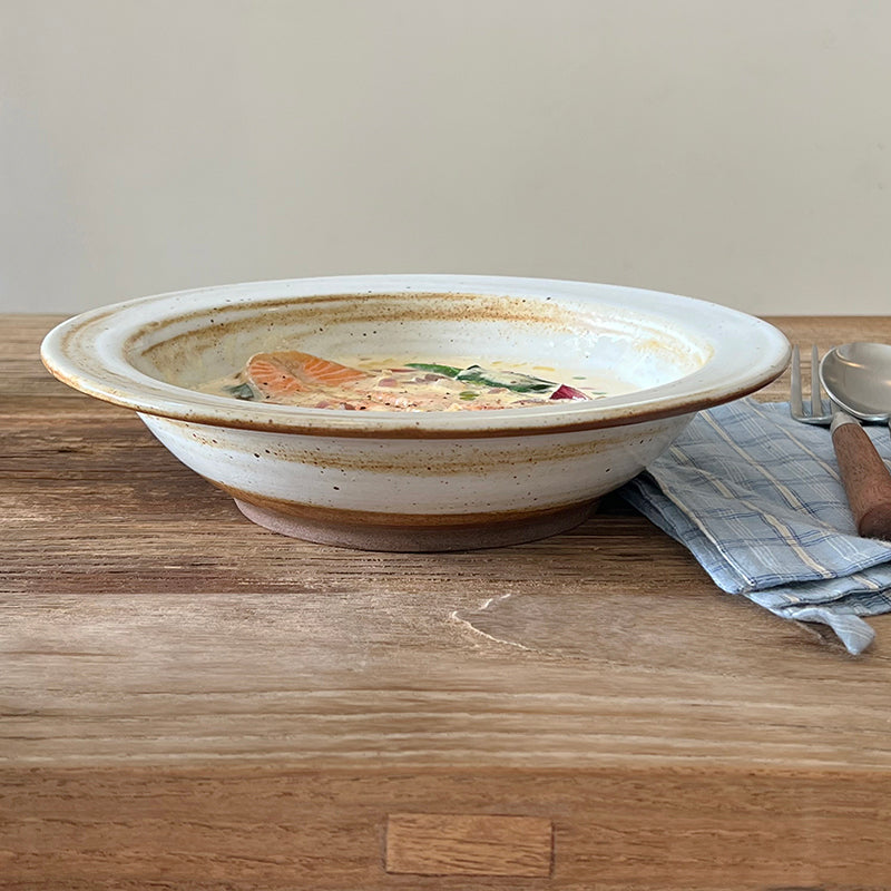 stoneware dinnerware wide-rim deep plate saturn brushstroke meal