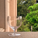 short stem wine glass outdoor morning ritual vintage European