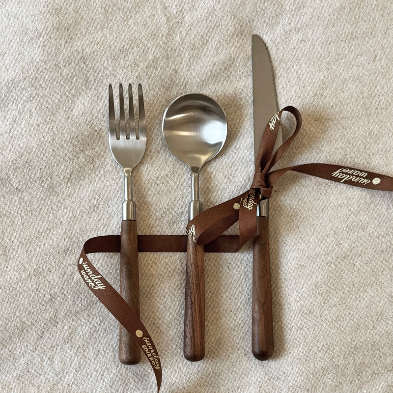 wood handle flatware walnut grain detail hand-turned artisan