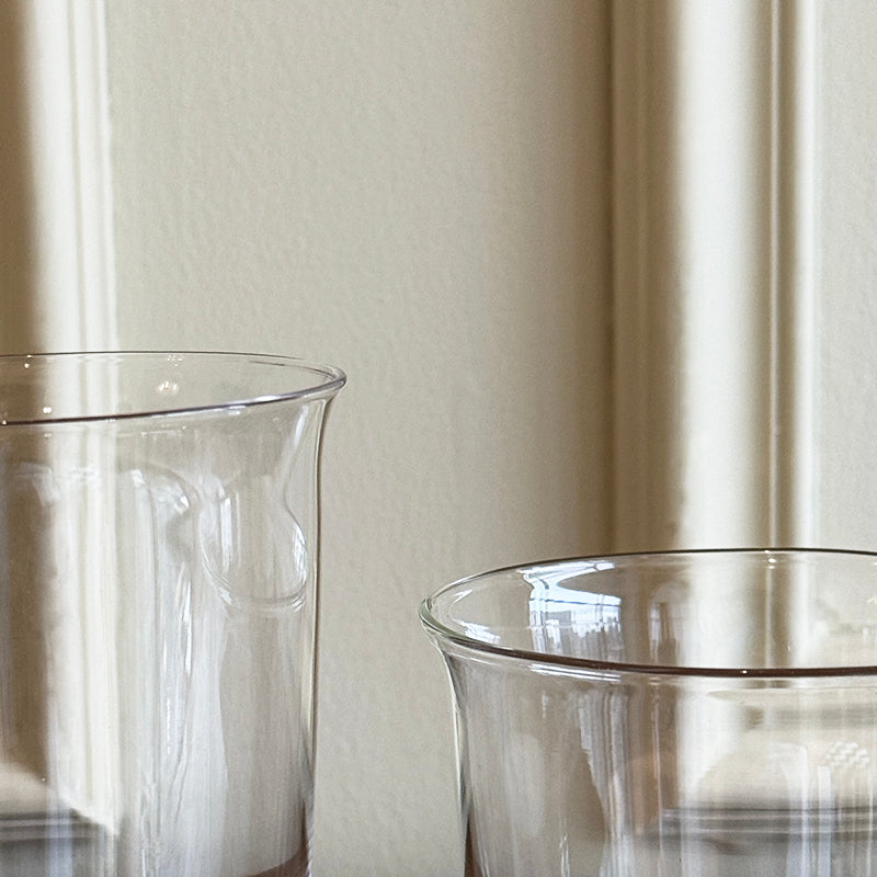 borosilicate glass flared rim thickened base hand blown detail