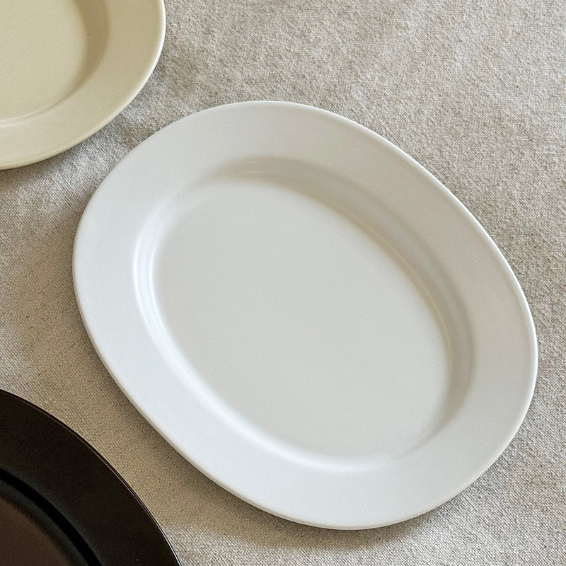 oval stoneware plate rimmed edge side profile SundayWare