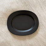 ceramic plate oval black matte top view dinnerware