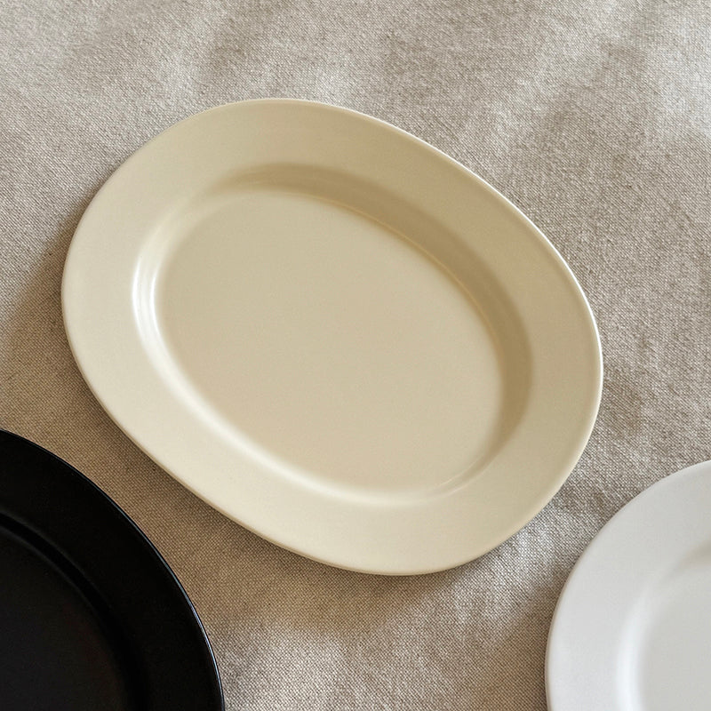ceramic dinnerware set oval plates styled table setting