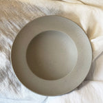 primitive stoneware soup bowl sand-blasted matte texture top view