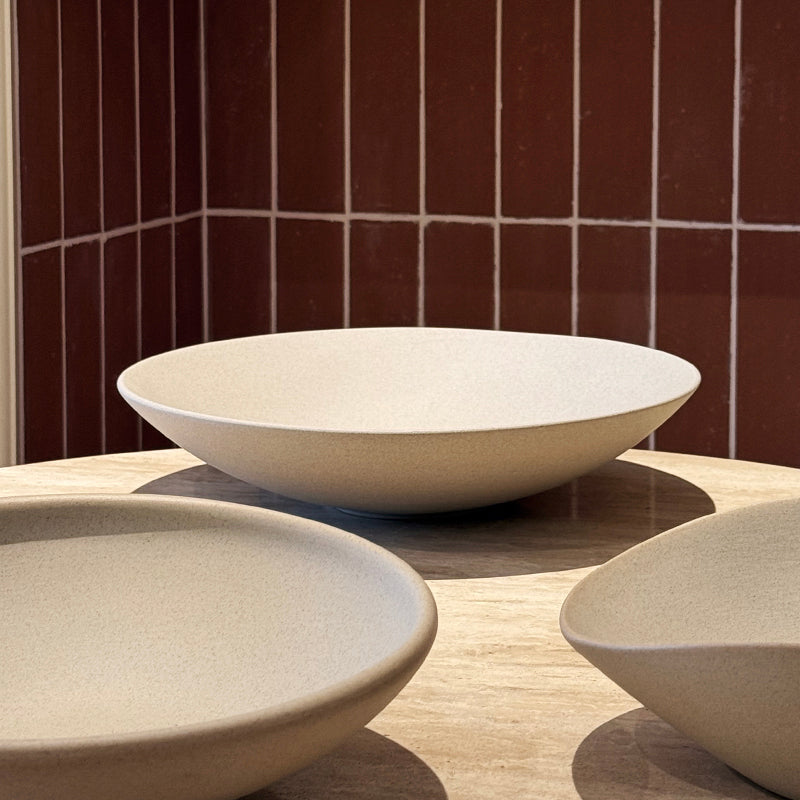 ceramic serving bowls brutalist aesthetic table setting SundayWare