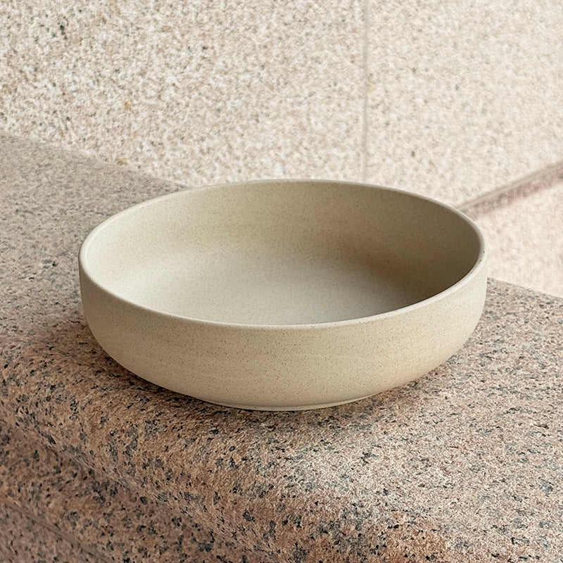 primitive stoneware bowl set straight sided volcanic texture