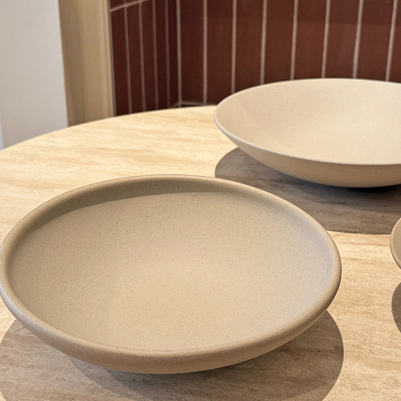primitive stoneware ramen bowl sand-blasted matte top view