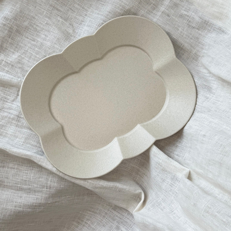 cloud ceramic plate scalloped edge satin glaze artisan vintage