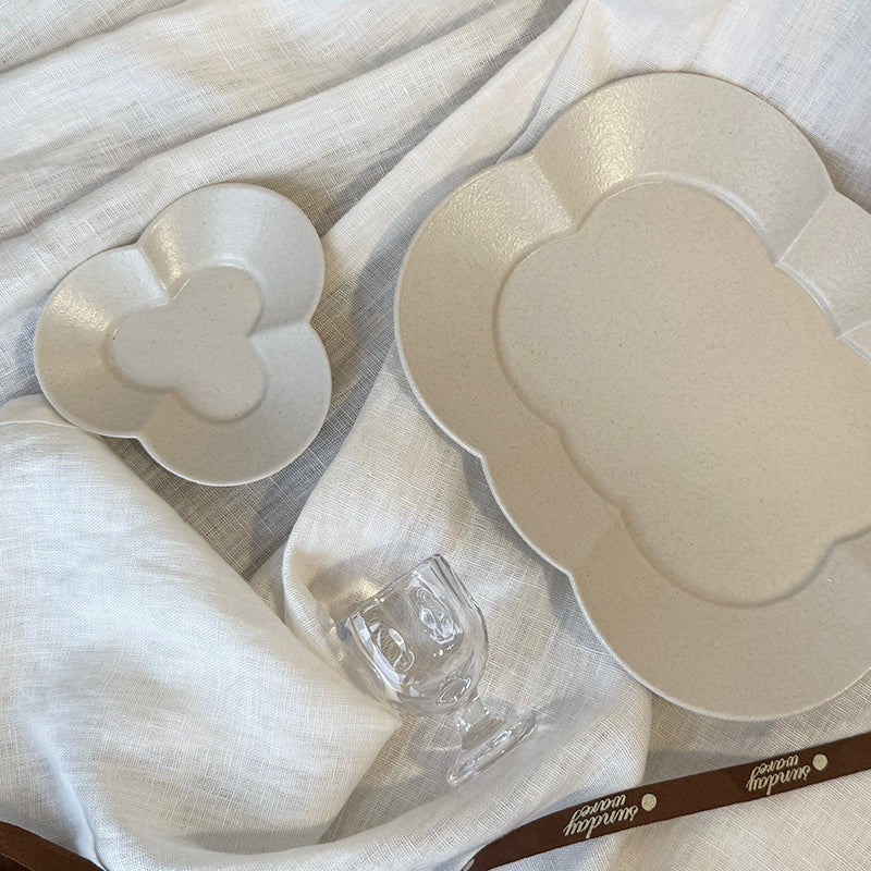 vintage dinnerware cloud series plate saucer set white ceramic