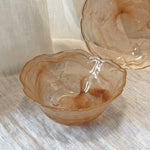 glass bowl swirling alabaster veins interior detail