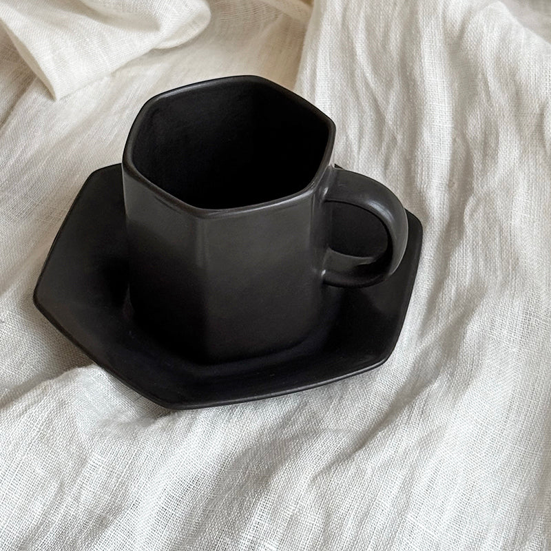 velvet matte glaze hexagonal ceramic cup detail SundayWare