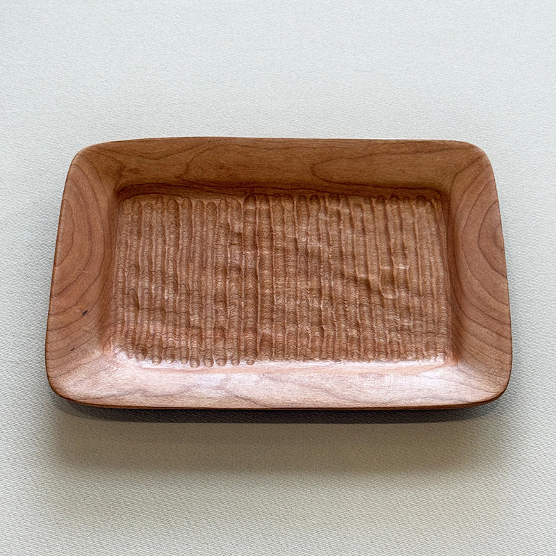 Hand-Carved Rectangular Wooden Tray