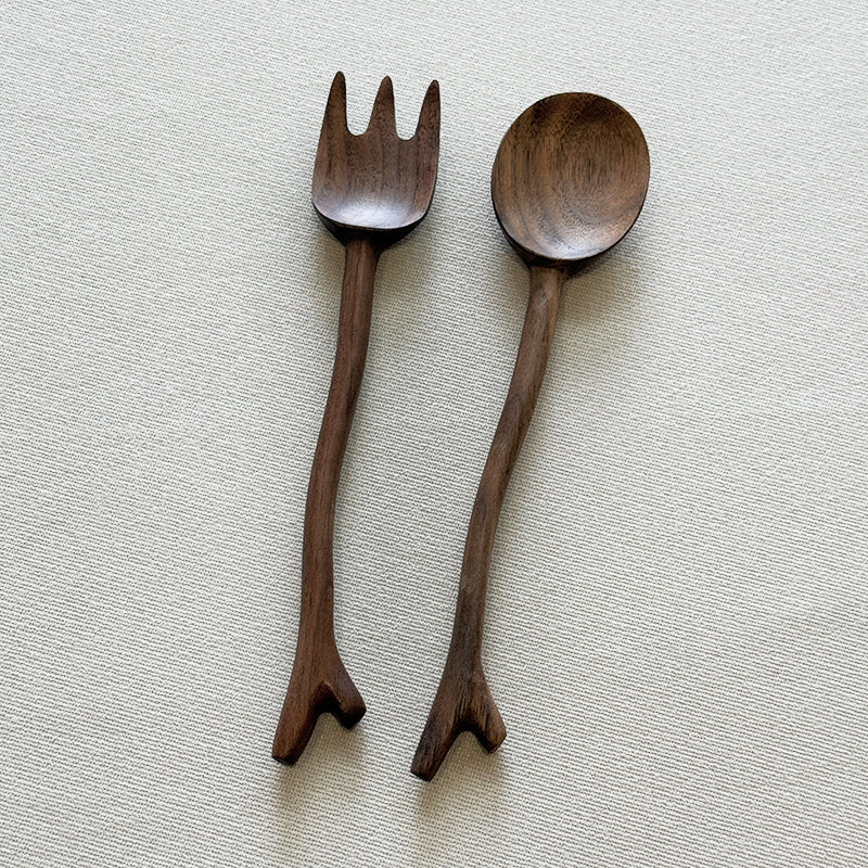 Branch handle dark walnut fork and spoon