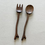 Branch handle dark walnut fork and spoon