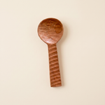 Cherry wood mini spoon with a ridged square handle