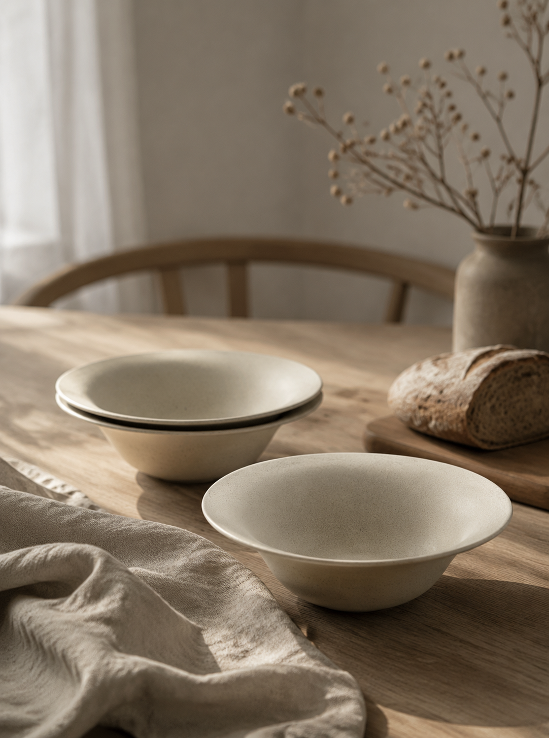 Hand-Carved Stoneware Straw Hat Bowl
