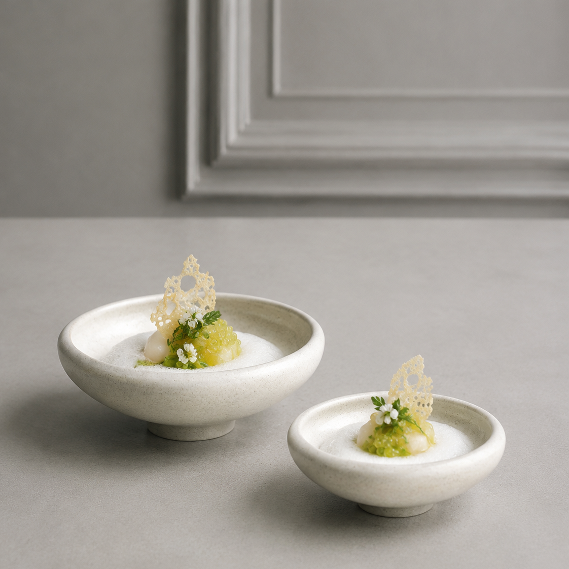 Japandi style Stoneware Pedestal Bowl - Organic Earth Tone