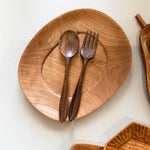 Hand-Carved Walnut Wood Fork & Spoon Set