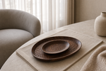 Hand-Carved Oval Walnut Tray Set
