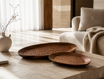 Hand-Carved Oval Walnut Tray Set