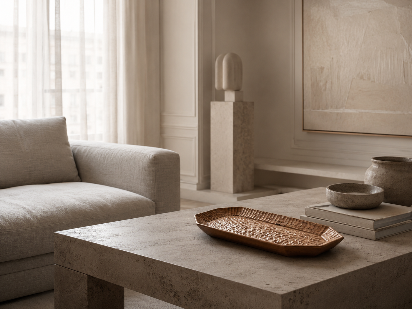 Hand-Carved Octagonal Wooden Tray