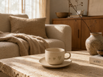 Handcrafted Heart-Print Ceramic Cup & Saucer Set
