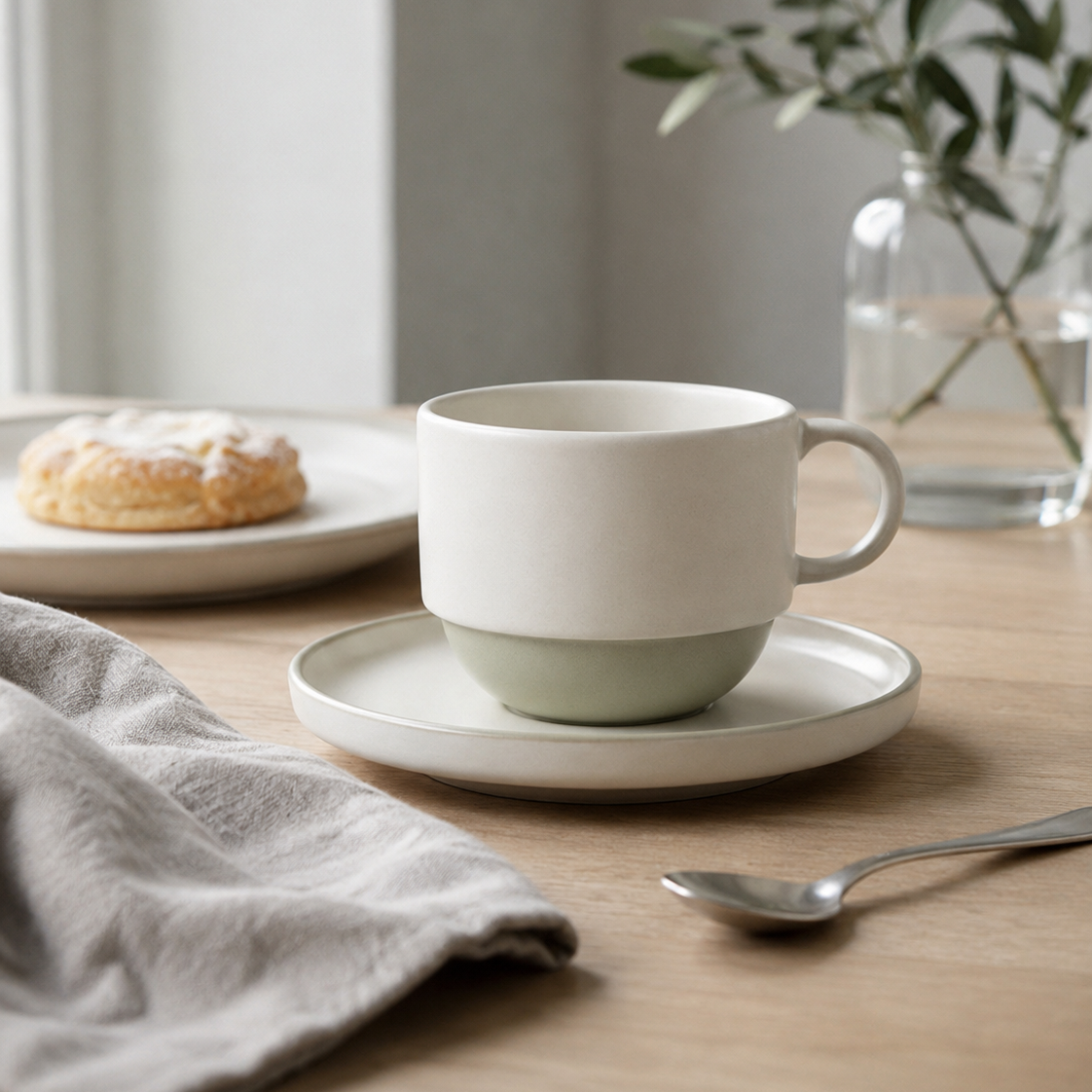 Matte Coffee Cup & Saucer Set