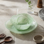"Wave & Mist" Glass Bowl & Plate Set