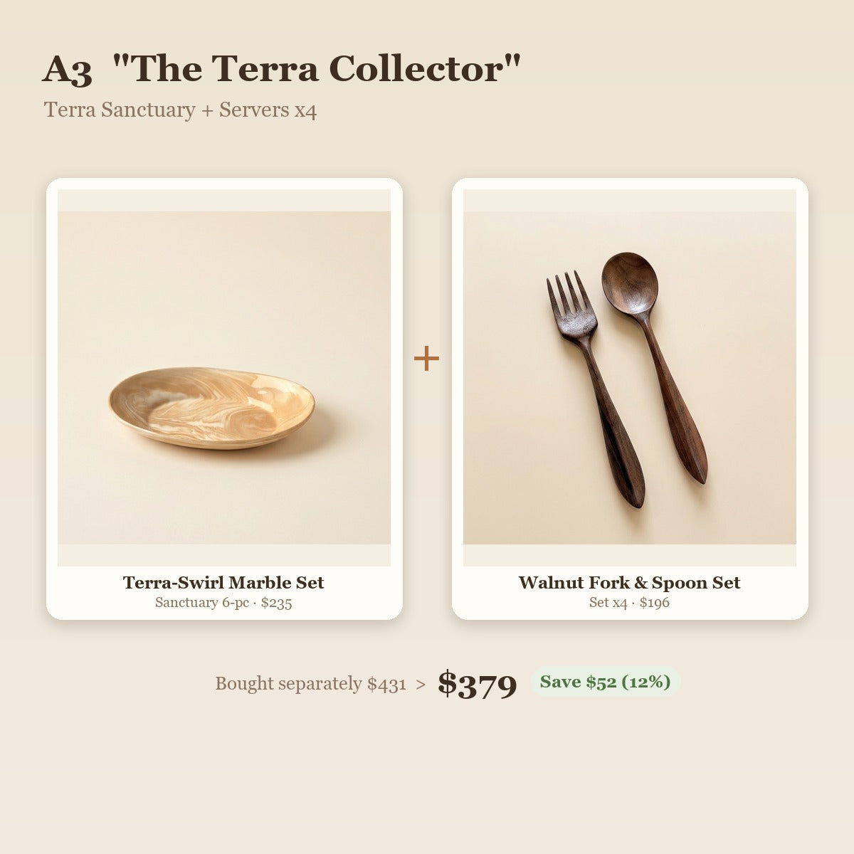 "The Terra Collector" Terra-Swirl 6-Piece Set & Walnut Cutlery Bundle