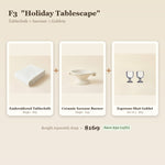 "Holiday Tablescape" Embroidered Tablecloth, Incense Tray & Drop Goblets