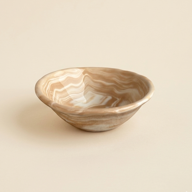nerikomi marbled ceramic bowl two-tone swirling clay artisan