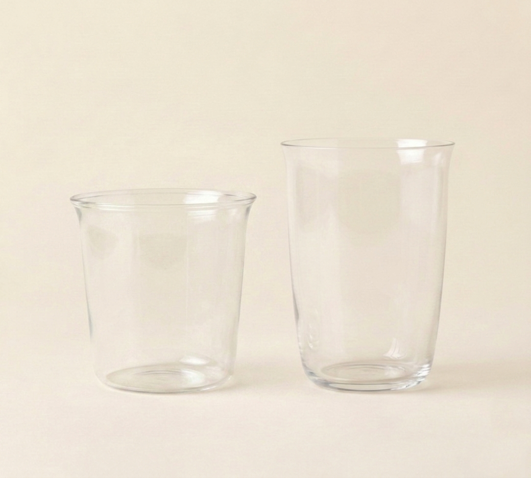 flared hand blown glass collection short tall stackable