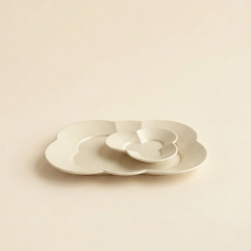 vintage dinnerware cloud series scalloped ceramic plate SundayWare
