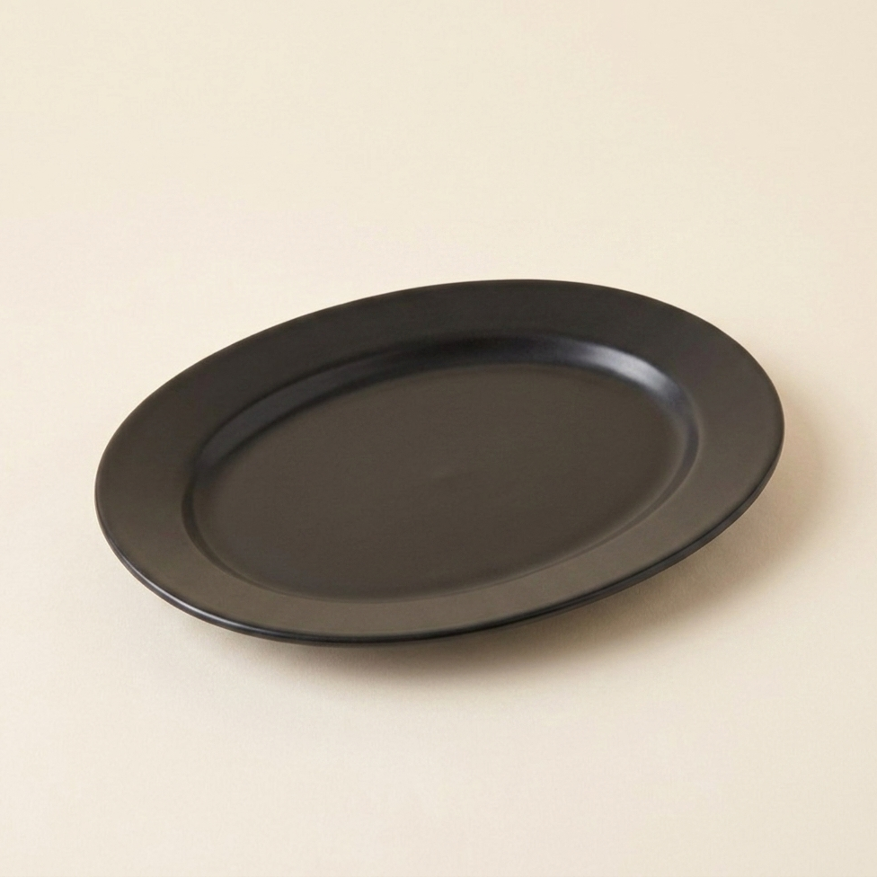 ceramic dinnerware oval plate matte black stoneware