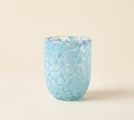 confetti glass cup sky blue hand blown unique pattern