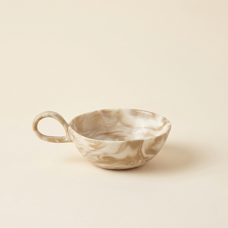 ceramic serving bowl with handle nerikomi marble SundayWare